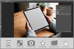 Tablet On Wooden Desk Product Image 2