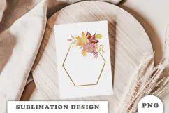 Watercolor Autumn Floral Gold Frame png Product Image 3