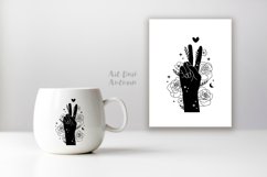 Peace sign with flowers and moon | Svg, Dxf and Png files Product Image 2