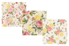 Lemon Rose Vintage Digital Paper, Seamless Pattern Product Image 3