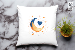 Romantic Crescent Moon Heart Clipart Sublimation PNG Product Image 3