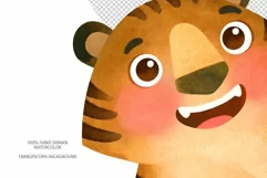 Tiger with Snowman, Funny Christmas 2022 watercolor clipart Product Image 5