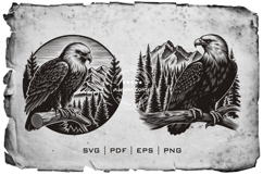 Eagle Silhouette Vector with Forest Landscape Product Image 3