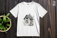 Rustic Floral Birdhouse Clipart Sublimation PNG Product Image 3