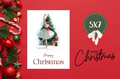 Happy Christmas Greeting Card, Watercolor Christmas PNG Product Image 3