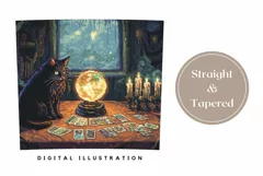 Pixel Art Black Cat Tumbler Design, Tarot Cards Tumbler Wrap Product Image 3