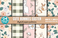 Cute Bunnies Easter Digital Background Bundle PNG Product Image 4