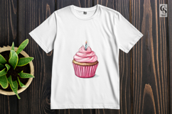 Pink Cupcake with Candle Clipart Sublimation PNG Product Image 3