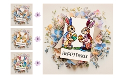 Easter Greeting Card, Stained Glass Easter Bunny Cards Product Image 3