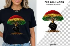 Black Roots Power PNG | Afro Tree Raised Fist Design Product Image 3