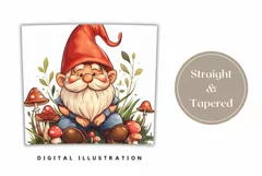 Watercolor Gnome Tumbler Design, Fall Mushrooms Tumbler PNG Product Image 3