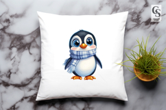 Cute Winter Penguin Clipart with Scarf PNG Product Image 3