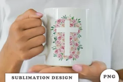 Watercolor Floral cross sublimation Png Product Image 3