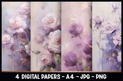 4 Beautiful Flowers Digital Papers I Junk Journal Pages Product Image 1
