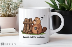 Cartoon Beaver Sleeping Near Woodpile Sublimation PNG Product Image 2