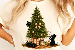 Christmas tree PNG, Meowy Christmas PNG, Bow Christmas tree Product Image 3