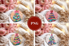 Pink Christmas Tree Round Ornaments, Winter Gift Tags Product Image 3