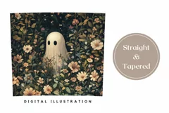 Cartoon Ghost Tumbler Wrap, Floral Halloween Tumbler Design Product Image 3