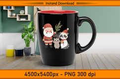 Santa with Raccoon and Cat Christmas Sublimation PNG Product Image 3