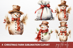 Watercolor Christmas Farm Sublimation Clipart Product Image 1