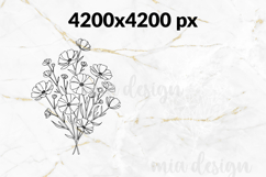 Wildflowers Floral PNG, Fine Line Art Botanical Sublimation Product Image 3