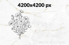 Wildflowers Floral PNG, Fine Line Art Botanical Sublimation Product Image 3