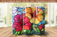 Stained Glass Hibiscus Flower Tumbler Wrap | 20 oz tumbler Product Image 1
