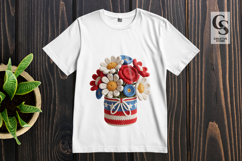Patriotic Crochet Flower Vase Clipart Sublimation PNG Product Image 3
