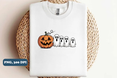 Halloween Pumpkin Chasing Ghost Png, Sublimation png design Product Image 3