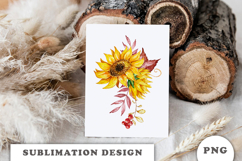 Watercolor Autumn Flowers Bouquet png Product Image 3