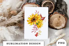 Watercolor Autumn Flowers Bouquet png Product Image 3