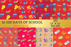 Red 100 Days of School Digital Paper Patterns Design Product Image 3
