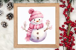 Cute Pink Christmas Snowman Sublimation Clipart Product Image 3