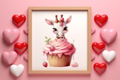 Giraffe Loves Cupcake Valentine Clipart Valentines Clipart Product Image 3