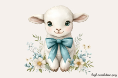 Cute Aqua Easter Watercolor Clipart PNG Product Image 1