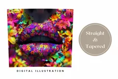 Colorful Lips Tumbler Wrap Design, Floral Lips Tumbler PNG Product Image 3