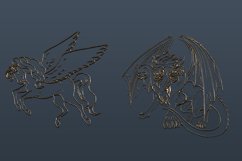 Silhouettes of mythological animals l 6 designs animals,PNG Product Image 4