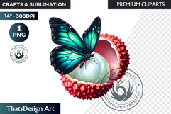 Vibrant Butterfly with Fruit PNG, Tropical Summer Clipart Product Image 1
