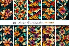 Rainbow Floral Glass with Stain Seamless Digital Paper Product Image 3