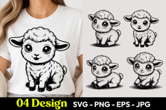 Cute Little Sheep SVG PNG Product Image 1