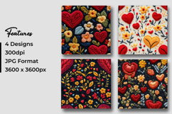 Floral Heart Embroidery Digital Paper Pattern Product Image 3