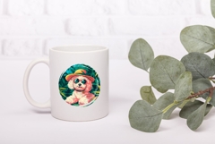 Summer Poodle Illustration, Tropical White Poodle Dog PNG Product Image 3