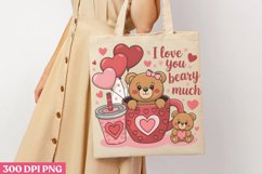 I love you beary much PNG, Coffee Valentines day Sublimation Product Image 1