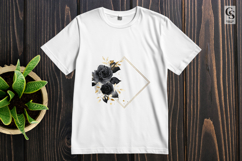 Gold Floral Frames Black Roses Clipart Sublimation PNG Product Image 2