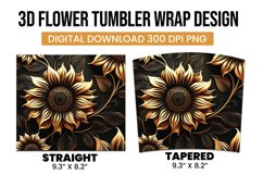 Golden and black 3d sun flowers tumbler Product Image 2