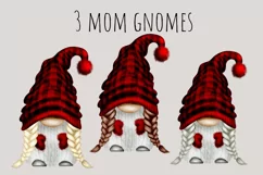 Red Buffalo Plaid Family Gnomes | Watercolor Clipart Png Product Image 5