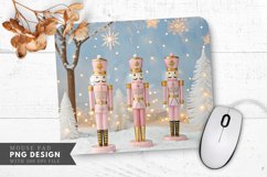 Festive Nutcracker Soldier in Pastel Pink and Gold Mouse Pad Product Image 1