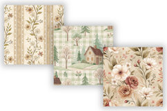Cozy Cottage Toile Digital Paper Pack, Vintage Floral Toile Product Image 3
