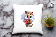 Cute Hamster Holding Heart Clipart Sublimation PNG Product Image 3