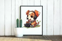 Cute Puppy playing video game SVG, Pet Clipart png Product Image 3
